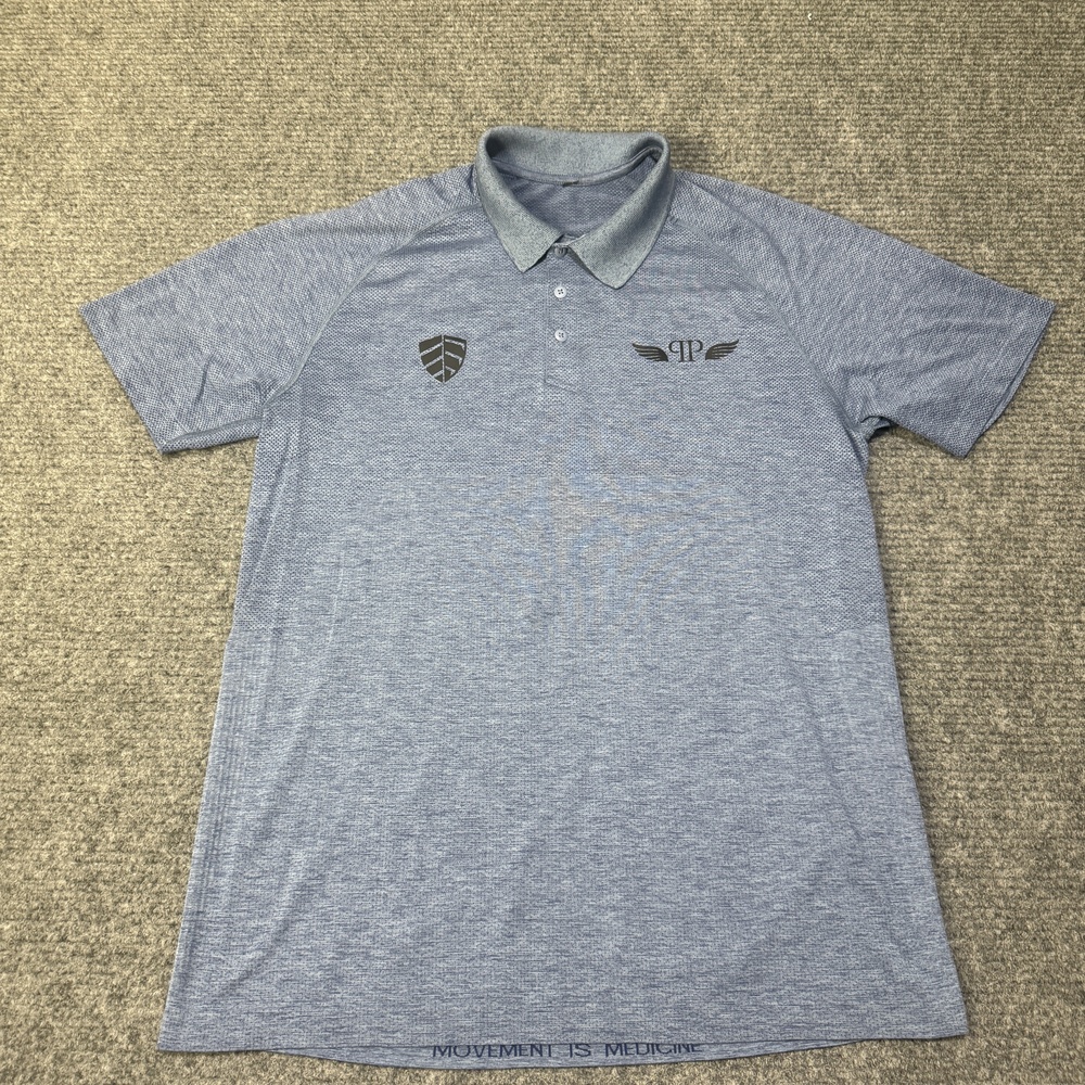 Lululemon Polo Shirt Mens XL Blue Solid Performance Logo Casual